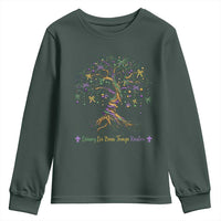 Coquette Bow Mardi Gras Bead Tree Youth Sweatshirt Carnival New Orleans 2025