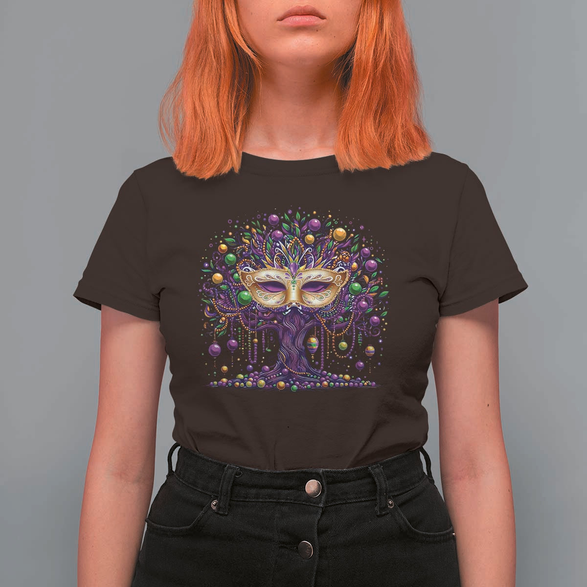 Mardi Gras Bead Tree T Shirt For Women New Orleans Festival