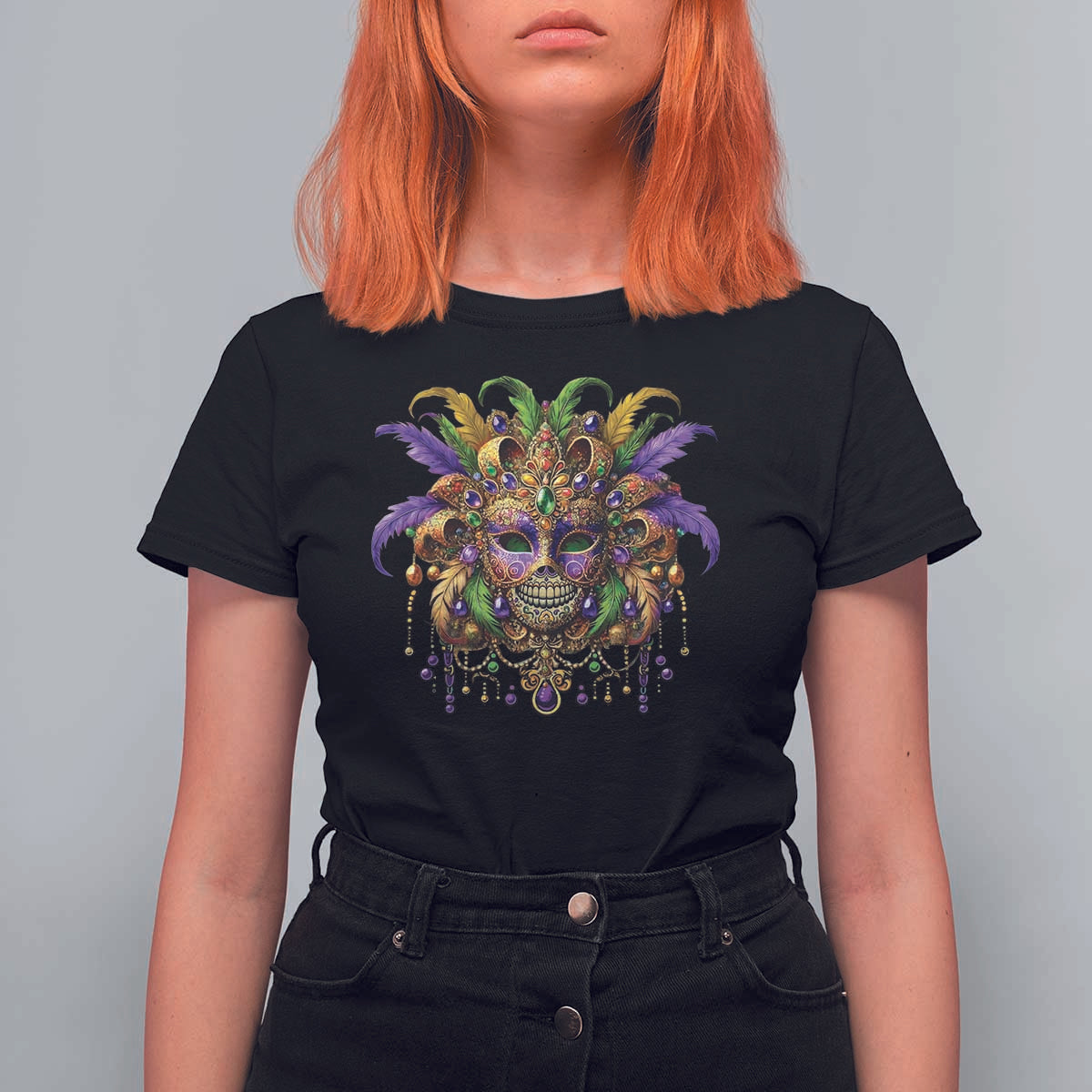 Mardi Gras Costume Sugar Skull T Shirt For Women Carnival New Orleans Trip