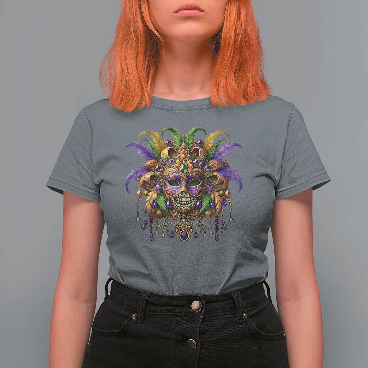 Mardi Gras Costume Sugar Skull T Shirt For Women Carnival New Orleans Trip
