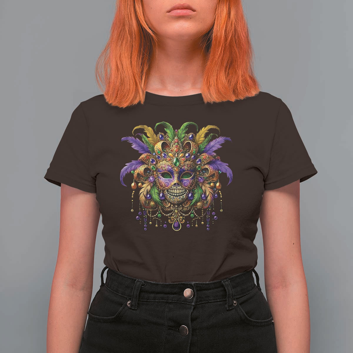 Mardi Gras Costume Sugar Skull T Shirt For Women Carnival New Orleans Trip