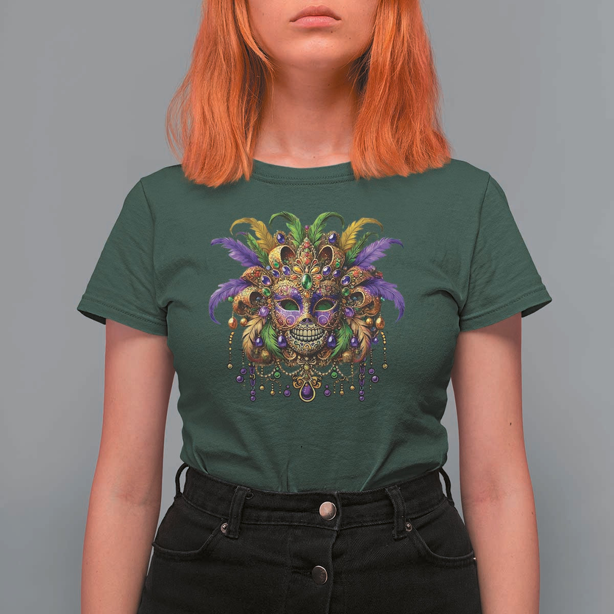 Mardi Gras Costume Sugar Skull T Shirt For Women Carnival New Orleans Trip