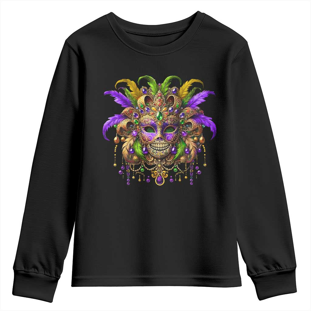 Mardi Gras Costume Sugar Skull Youth Sweatshirt Carnival New Orleans Trip