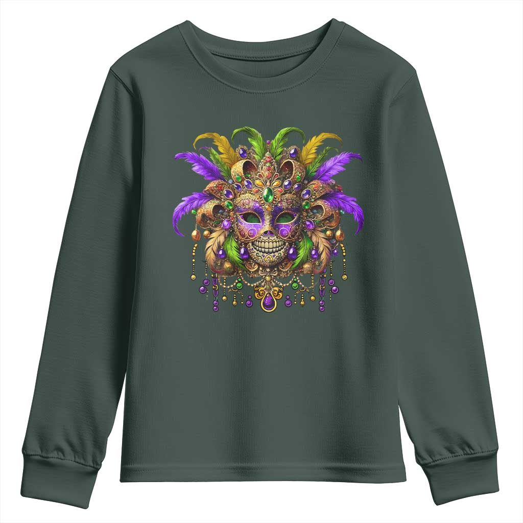 Mardi Gras Costume Sugar Skull Youth Sweatshirt Carnival New Orleans Trip