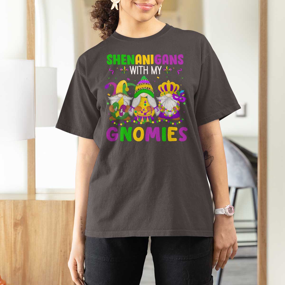 Carnival Mardi Gras T Shirt For Women Leopard Gnomes New Orleans Trip