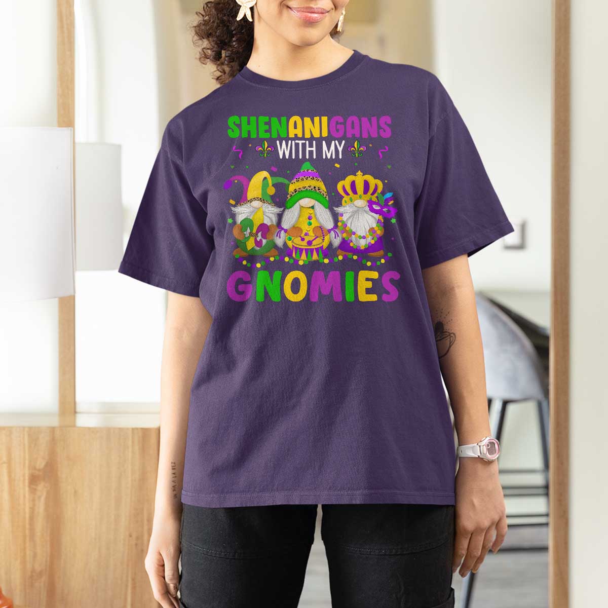 Carnival Mardi Gras T Shirt For Women Leopard Gnomes New Orleans Trip