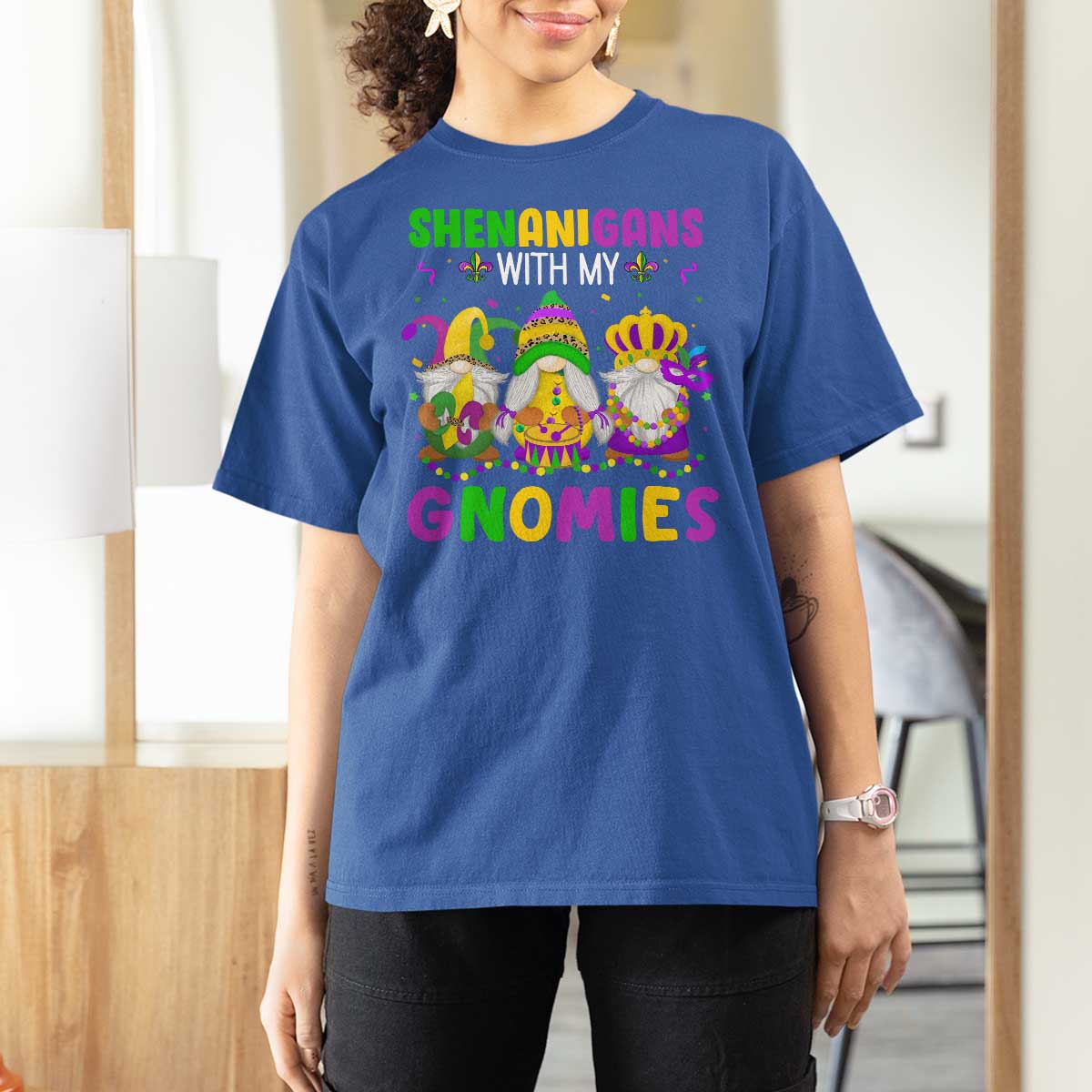 Carnival Mardi Gras T Shirt For Women Leopard Gnomes New Orleans Trip