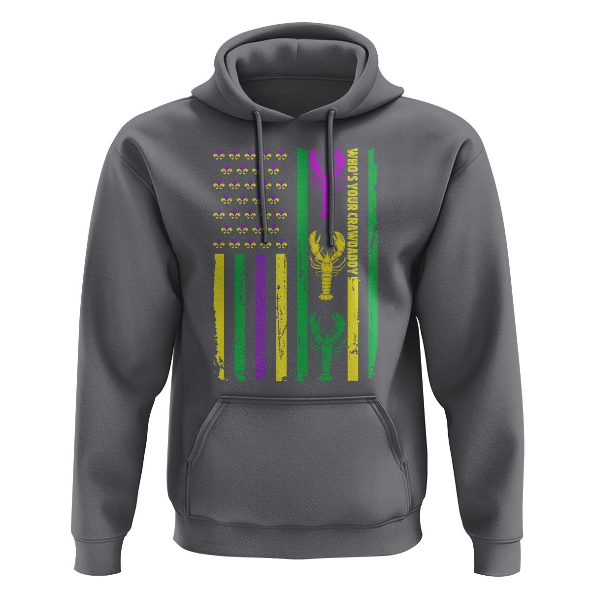 Funny Mardi Gras Crawfish Hoodie Whos Your Crawdaddy USA American Flag Carnival