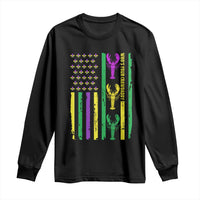 Funny Mardi Gras Crawfish Long Sleeve Shirt Whos Your Crawdaddy USA American Flag Carnival