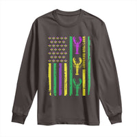 Funny Mardi Gras Crawfish Long Sleeve Shirt Whos Your Crawdaddy USA American Flag Carnival