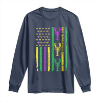 Funny Mardi Gras Crawfish Long Sleeve Shirt Whos Your Crawdaddy USA American Flag Carnival