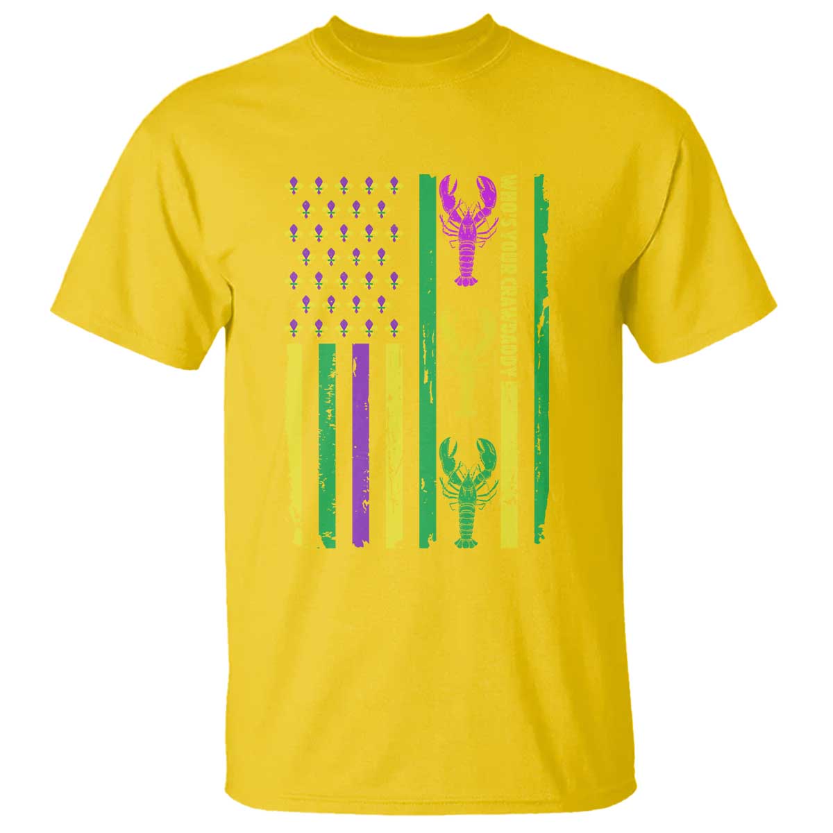 Funny Mardi Gras Crawfish T Shirt Whos Your Crawdaddy USA American Flag Carnival