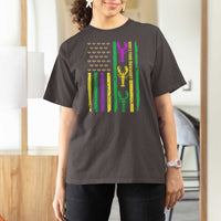 Funny Mardi Gras Crawfish T Shirt For Women Whos Your Crawdaddy USA American Flag Carnival