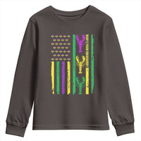 Funny Mardi Gras Crawfish Youth Sweatshirt Whos Your Crawdaddy USA American Flag Carnival