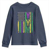 Funny Mardi Gras Crawfish Youth Sweatshirt Whos Your Crawdaddy USA American Flag Carnival