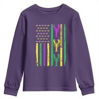 Funny Mardi Gras Crawfish Youth Sweatshirt Whos Your Crawdaddy USA American Flag Carnival