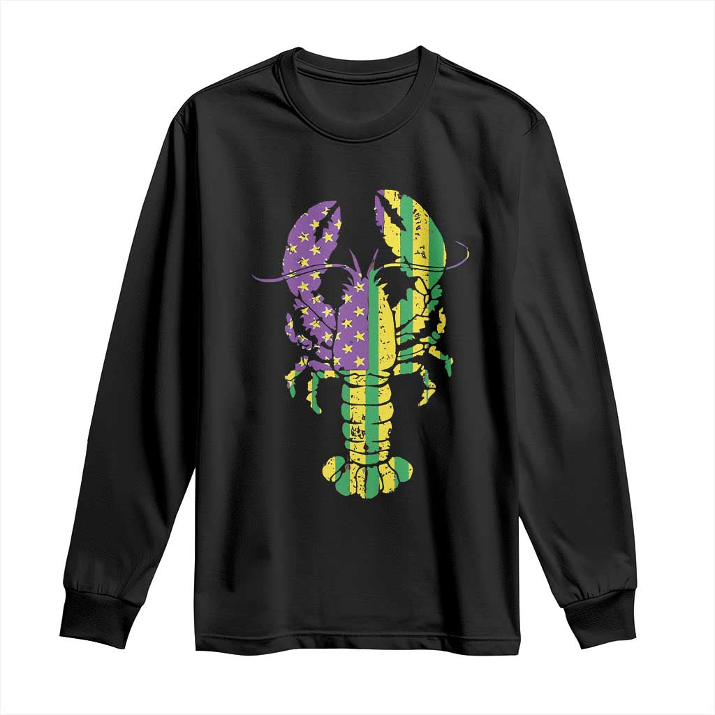 Carnival Mardi Gras USA American Flag Crawfish Long Sleeve Shirt