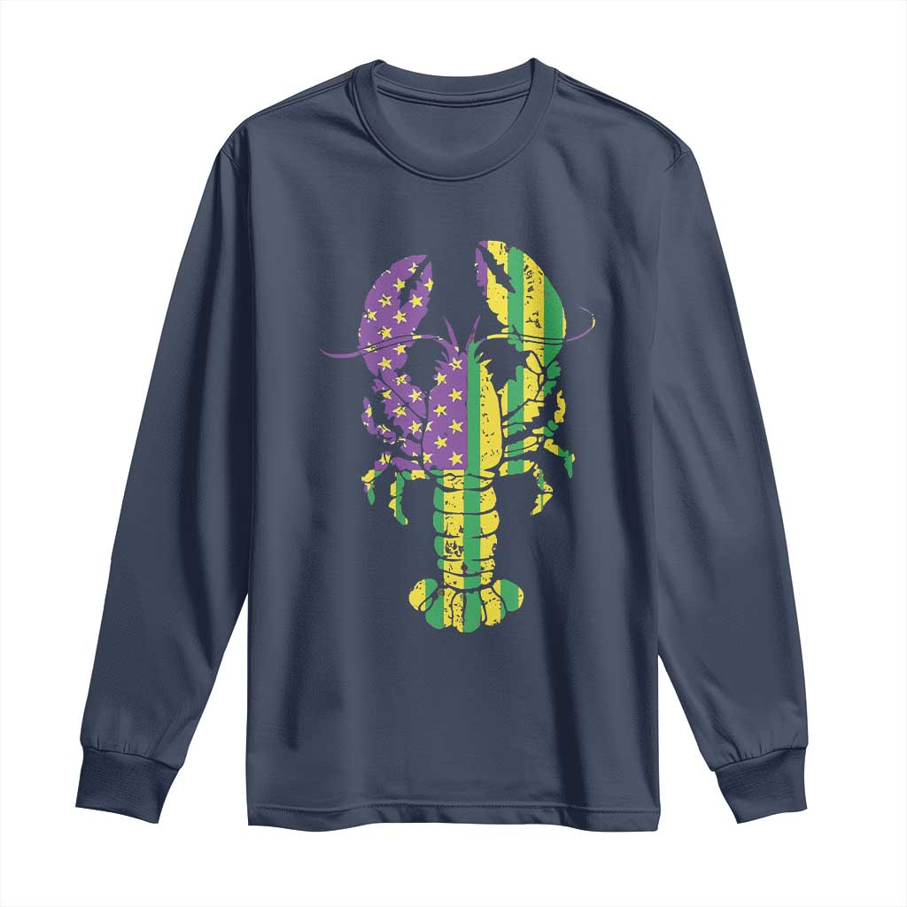 Carnival Mardi Gras USA American Flag Crawfish Long Sleeve Shirt