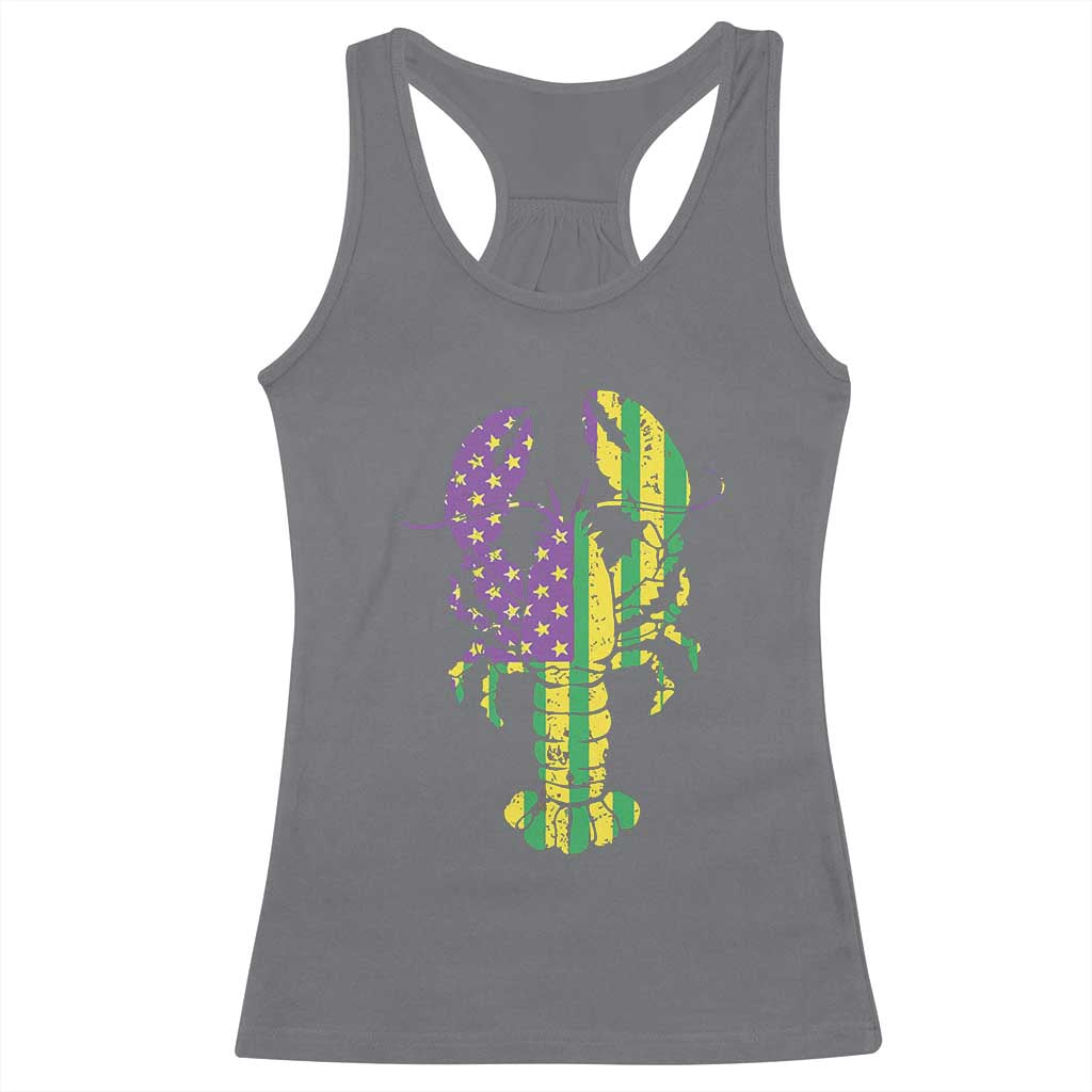 Carnival Mardi Gras USA American Flag Crawfish Racerback Tank Top