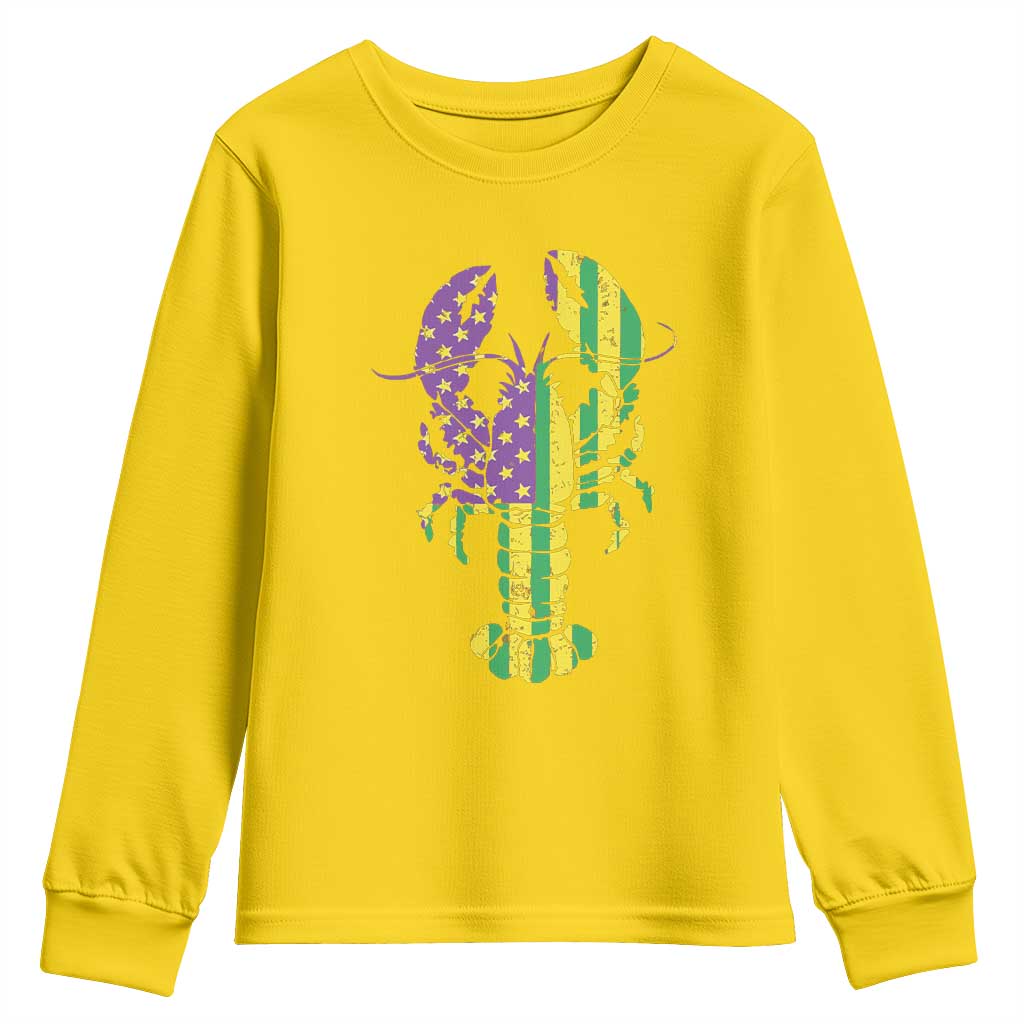 Carnival Mardi Gras USA American Flag Crawfish Youth Sweatshirt