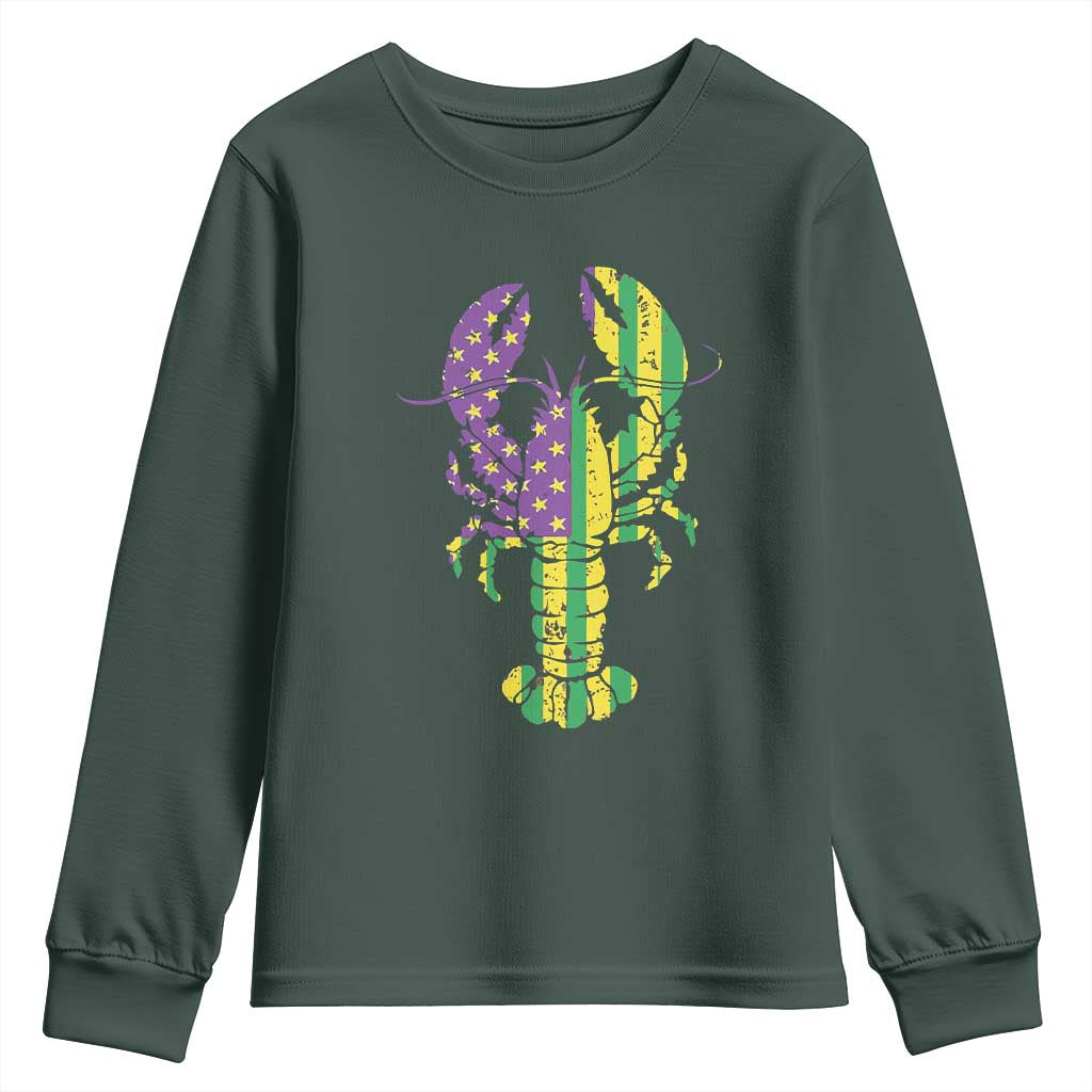 Carnival Mardi Gras USA American Flag Crawfish Youth Sweatshirt