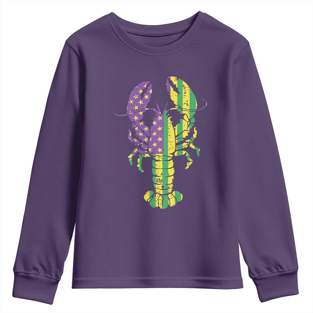 Carnival Mardi Gras USA American Flag Crawfish Youth Sweatshirt