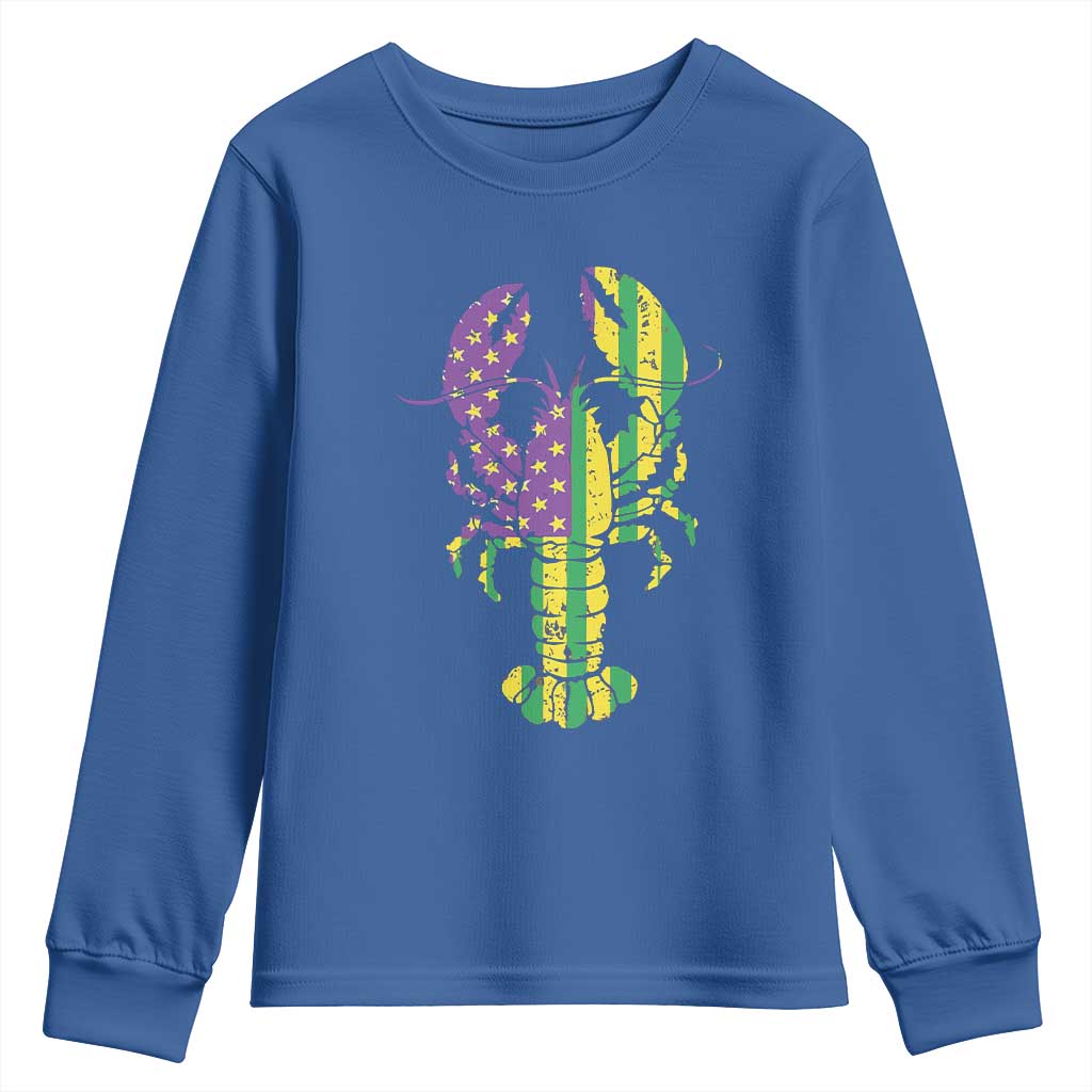 Carnival Mardi Gras USA American Flag Crawfish Youth Sweatshirt