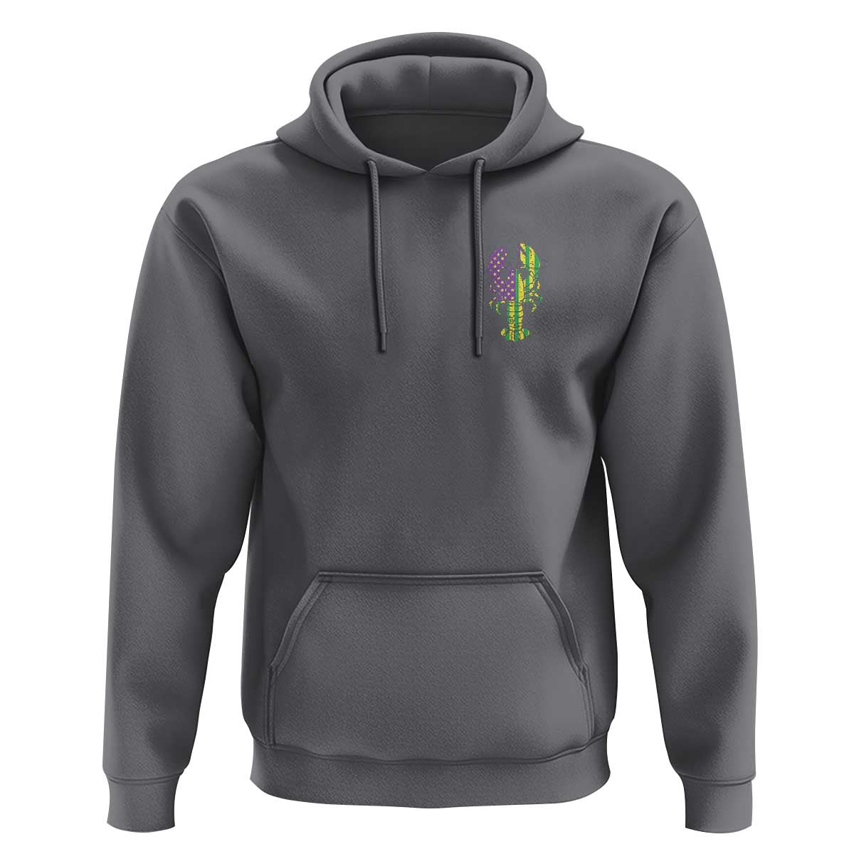 Carnival Mardi Gras USA American Flag Crawfish Pocket Hoodie
