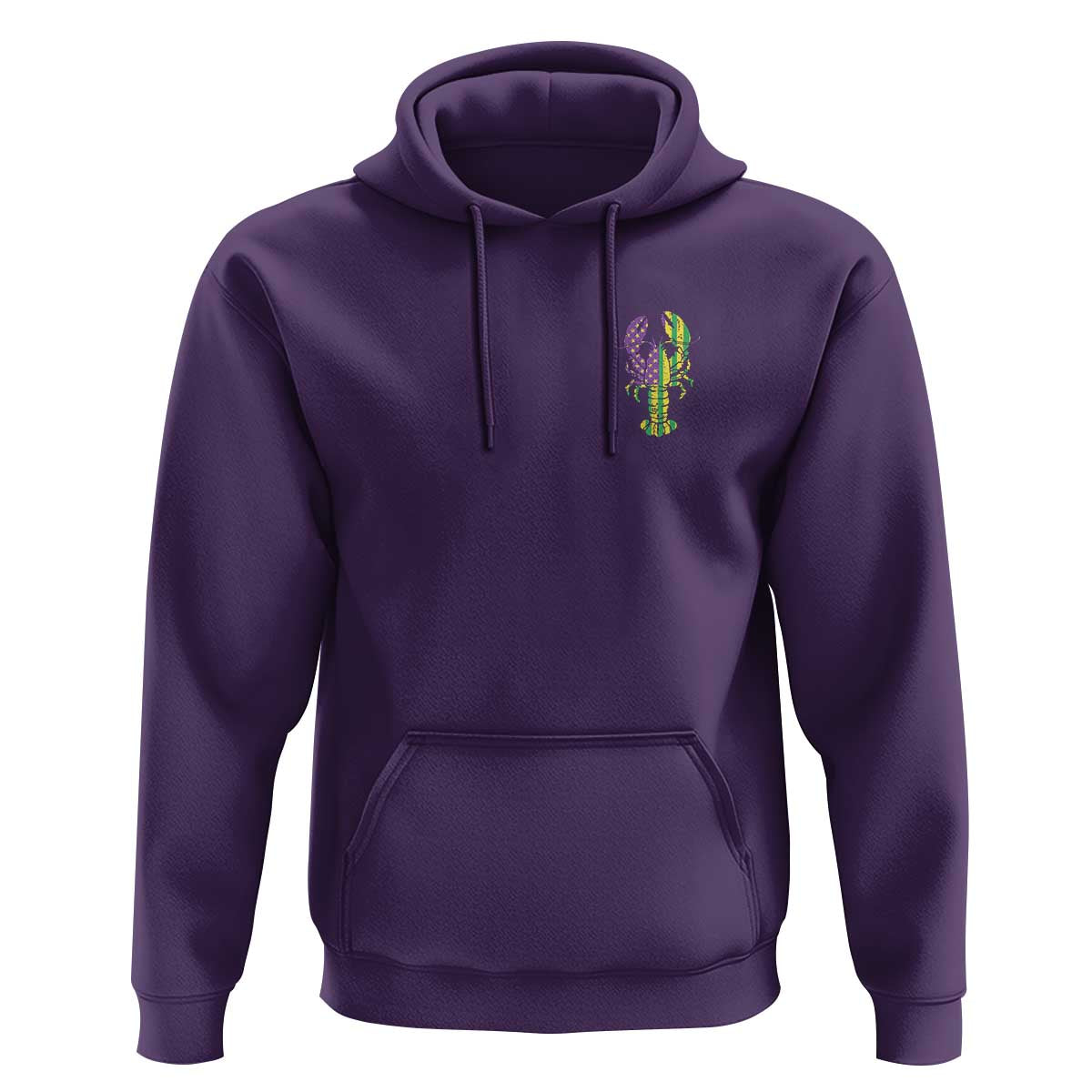 Carnival Mardi Gras USA American Flag Crawfish Pocket Hoodie