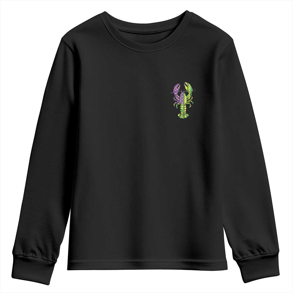 Carnival Mardi Gras USA American Flag Crawfish Pocket Youth Sweatshirt