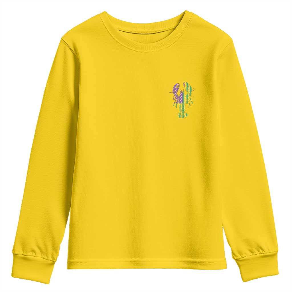 Carnival Mardi Gras USA American Flag Crawfish Pocket Youth Sweatshirt