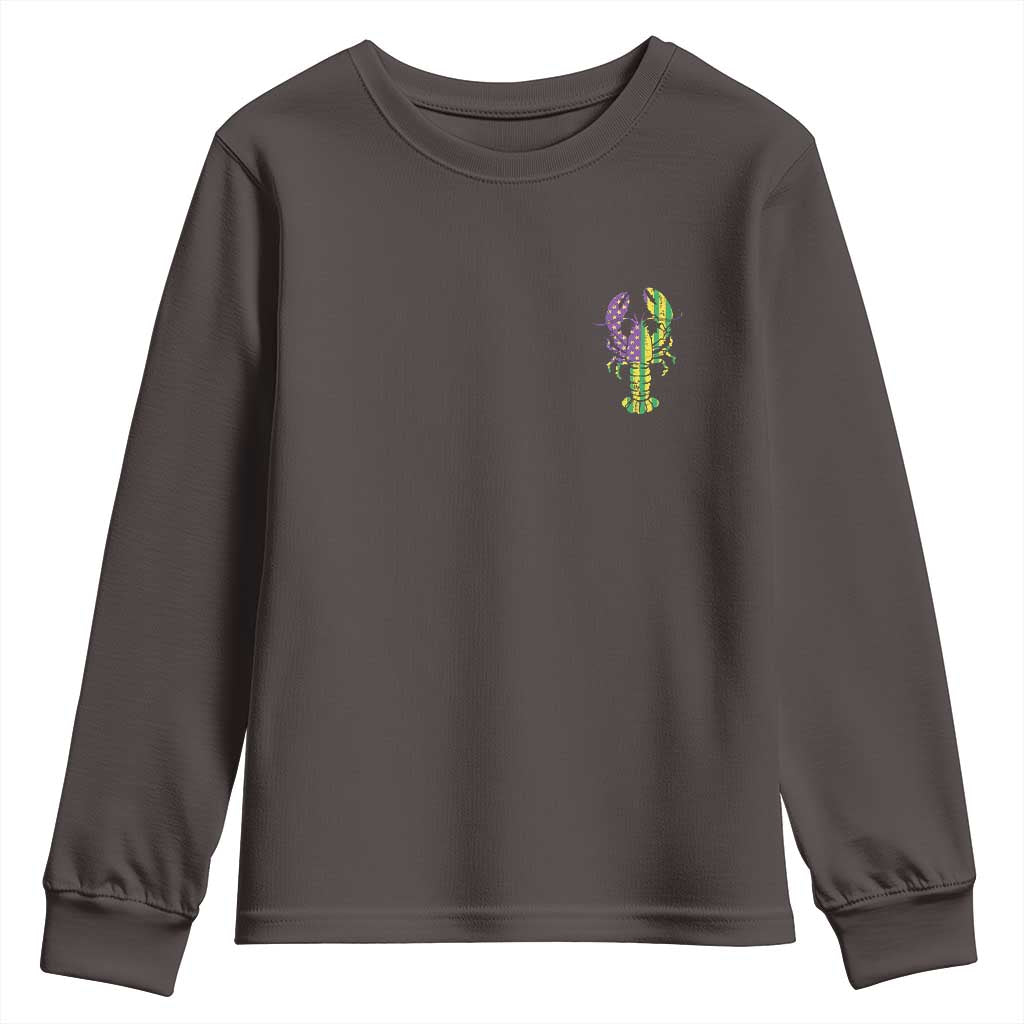 Carnival Mardi Gras USA American Flag Crawfish Pocket Youth Sweatshirt
