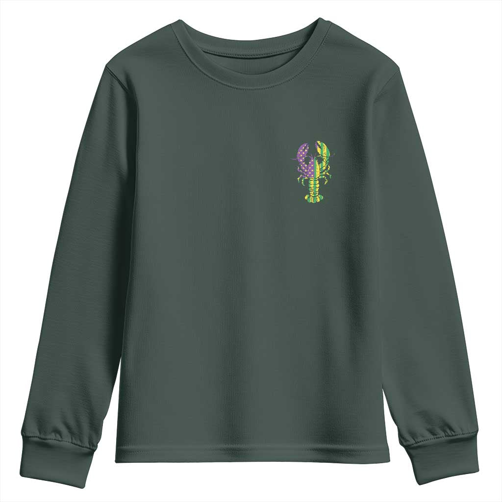 Carnival Mardi Gras USA American Flag Crawfish Pocket Youth Sweatshirt
