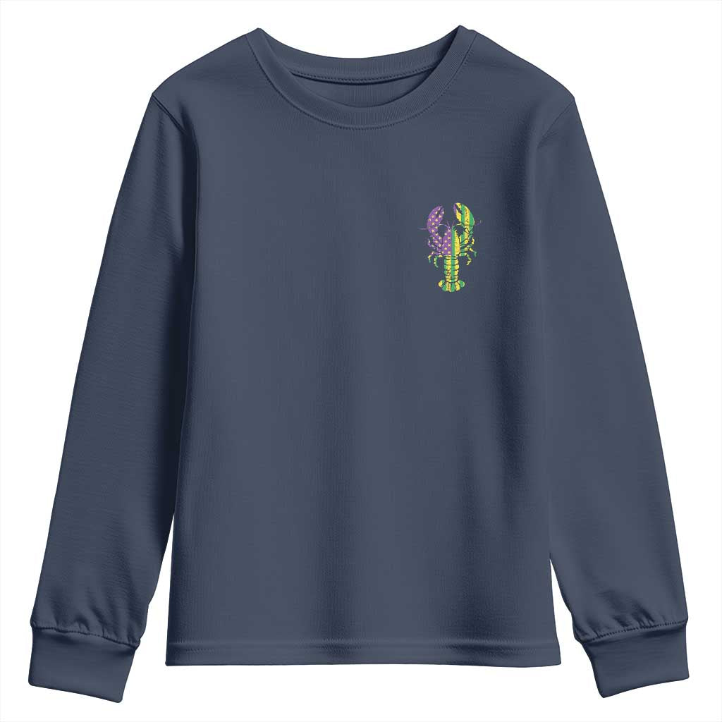 Carnival Mardi Gras USA American Flag Crawfish Pocket Youth Sweatshirt