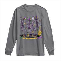 Funny Mardi Gras Long Sleeve Shirt Dancing Skeleton Let The Shenanigans Begin