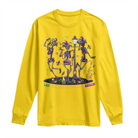 Funny Mardi Gras Long Sleeve Shirt Dancing Skeleton Let The Shenanigans Begin