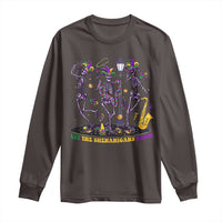 Funny Mardi Gras Long Sleeve Shirt Dancing Skeleton Let The Shenanigans Begin