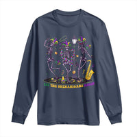 Funny Mardi Gras Long Sleeve Shirt Dancing Skeleton Let The Shenanigans Begin