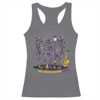 Funny Mardi Gras Racerback Tank Top Dancing Skeleton Let The Shenanigans Begin