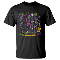 Funny Mardi Gras T Shirt Dancing Skeleton Let The Shenanigans Begin