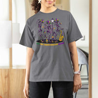 Funny Mardi Gras T Shirt For Women Dancing Skeleton Let The Shenanigans Begin