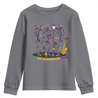 Funny Mardi Gras Youth Sweatshirt Dancing Skeleton Let The Shenanigans Begin