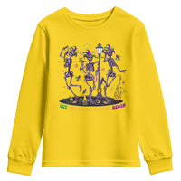 Funny Mardi Gras Youth Sweatshirt Dancing Skeleton Let The Shenanigans Begin