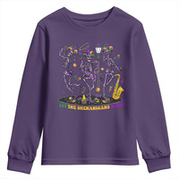 Funny Mardi Gras Youth Sweatshirt Dancing Skeleton Let The Shenanigans Begin
