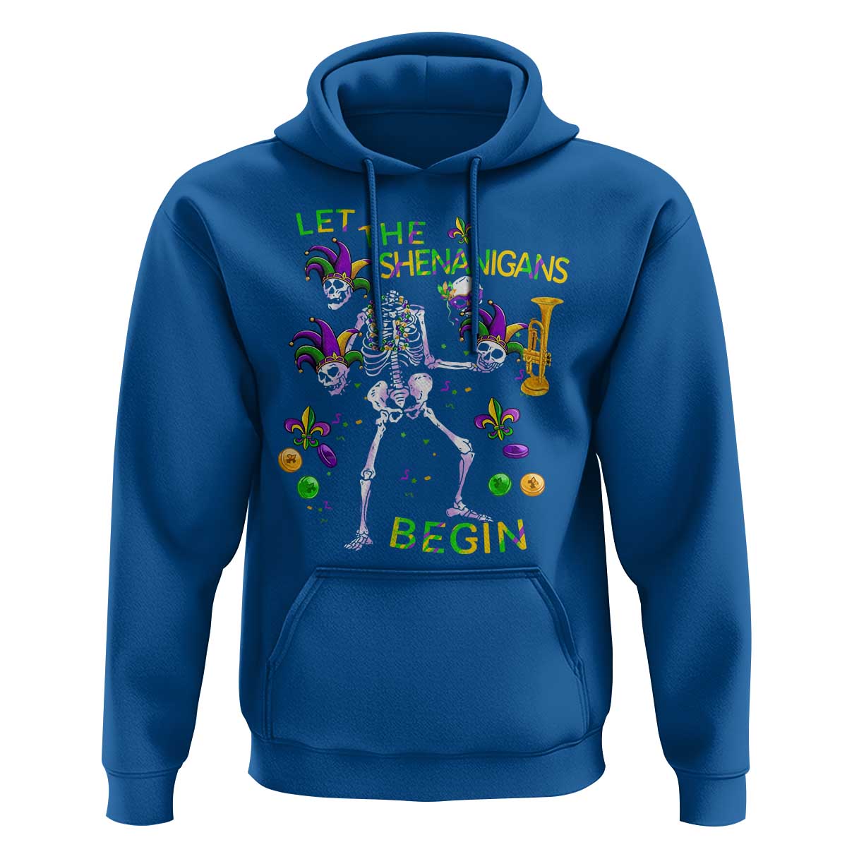 Funny Mardi Gras Hoodie Let The Shenanigans Begin Juggling Skeleton