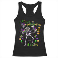 Funny Mardi Gras Racerback Tank Top Let The Shenanigans Begin Juggling Skeleton
