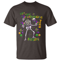 Funny Mardi Gras T Shirt Let The Shenanigans Begin Juggling Skeleton