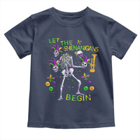 Funny Mardi Gras Toddler T Shirt Let The Shenanigans Begin Juggling Skeleton