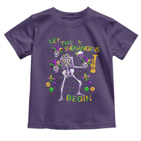 Funny Mardi Gras Toddler T Shirt Let The Shenanigans Begin Juggling Skeleton