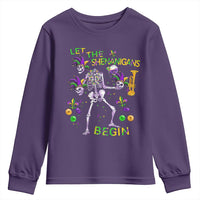 Funny Mardi Gras Youth Sweatshirt Let The Shenanigans Begin Juggling Skeleton